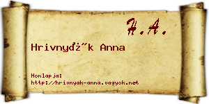 Hrivnyák Anna névjegykártya